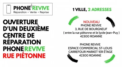 NOUVEAU MAGASIN RUE PIÉTONNE, Roanne, PHONE REVIVE
